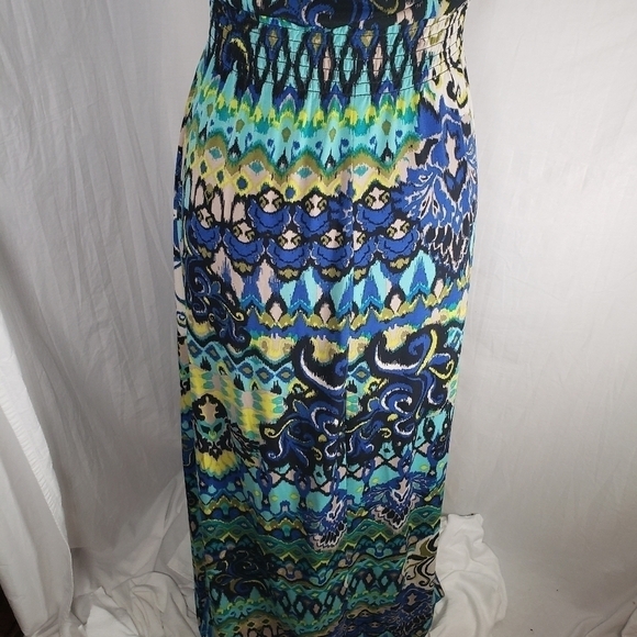 Bisou Bisou Multicolored Back Out Maxi Dress Sz 8 - Picture 8 of 9